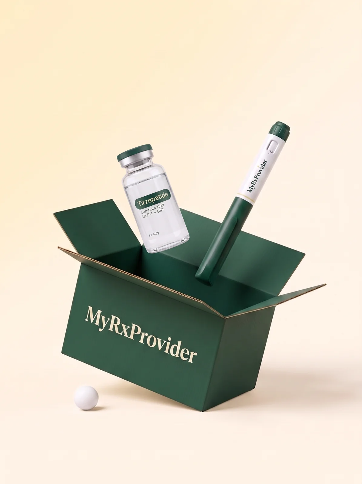 Medication delivery box with vial